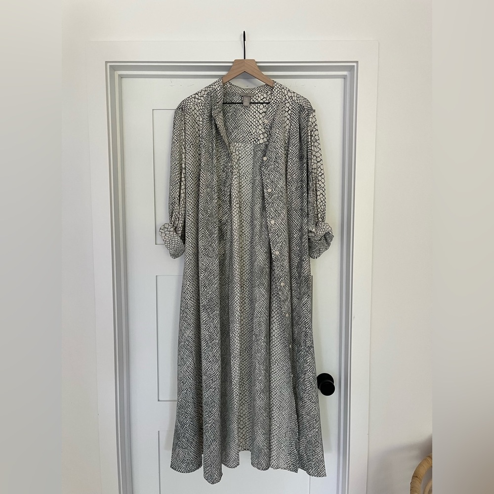 H&M silk long shirt dress in snakeskin print